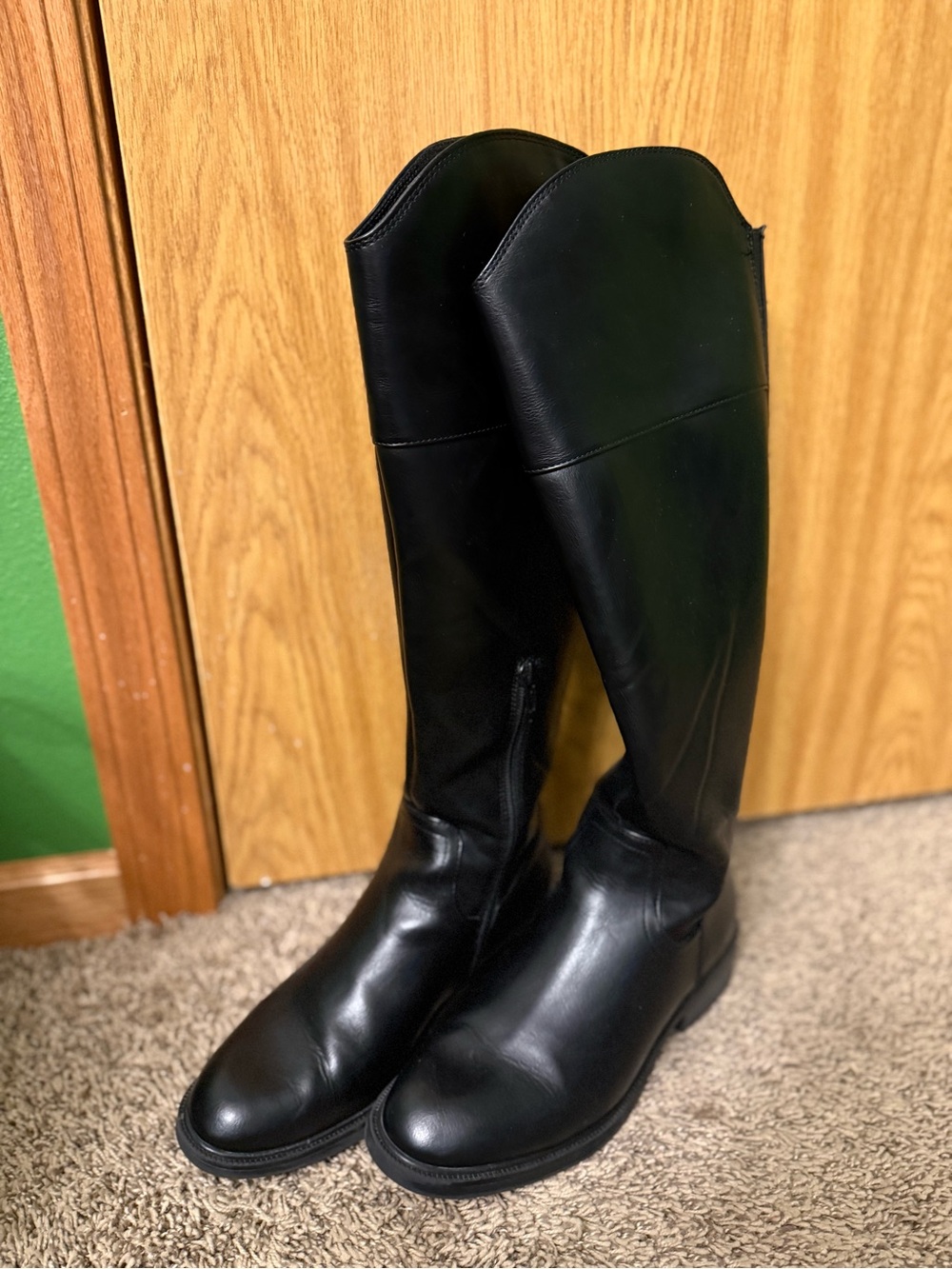 Black Leather Tall Riding Boots - Men's